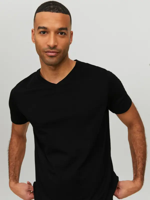 Jack & Jones JJEORGANIC BASIC TEE SS V-NECK NOOS Black