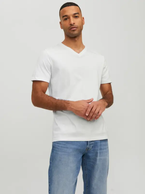 Jack & Jones JJEORGANIC BASIC TEE SS V-NECK NOOS White