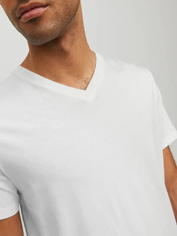 Jack & Jones JJEORGANIC BASIC TEE SS V-NECK NOOS White