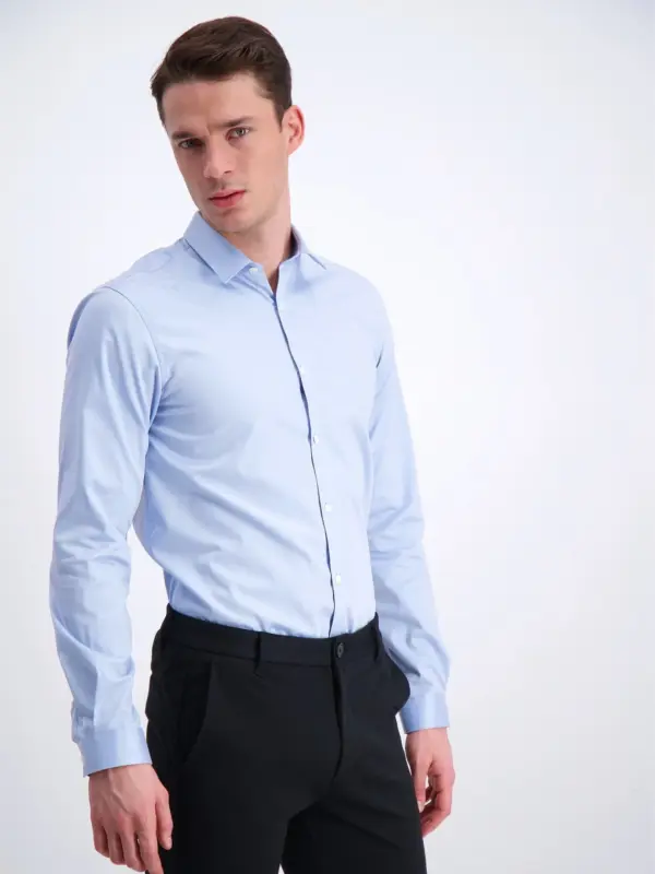Lindbergh White Technical Plain stretch Shirt Light Blue