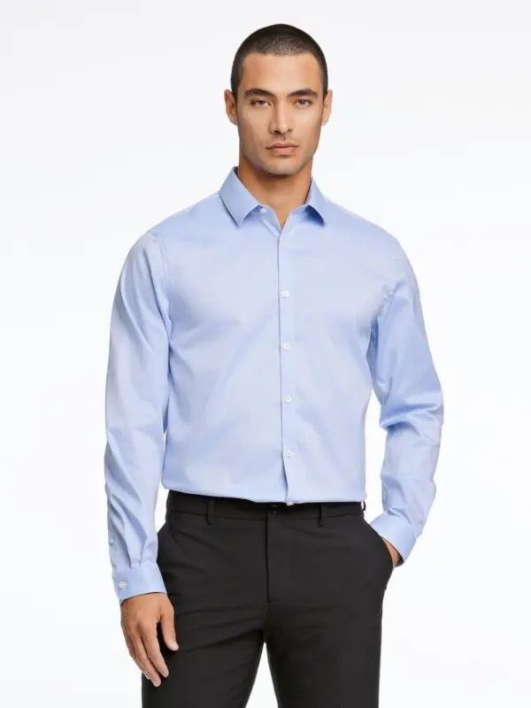Lindbergh White Technical Plain stretch Shirt Light Blue
