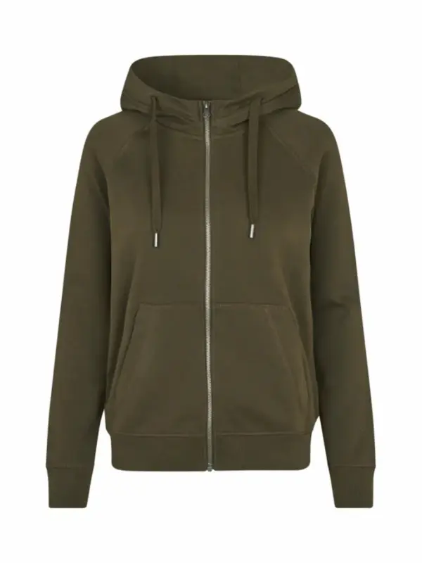 HUCC Zip Hoodie Oliven Dame