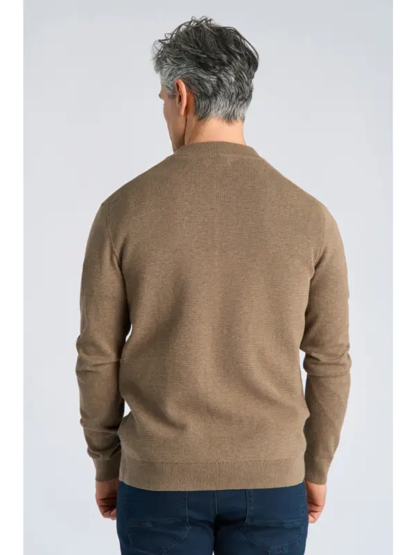Bison Baseball Cardigan Structure Knit DK SAND MEL