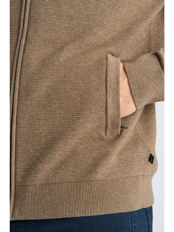 Bison Baseball Cardigan Structure Knit DK SAND MEL