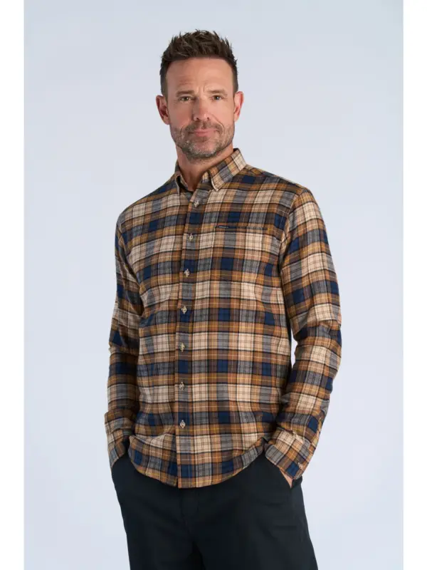 Bison Checked Shirt Camel