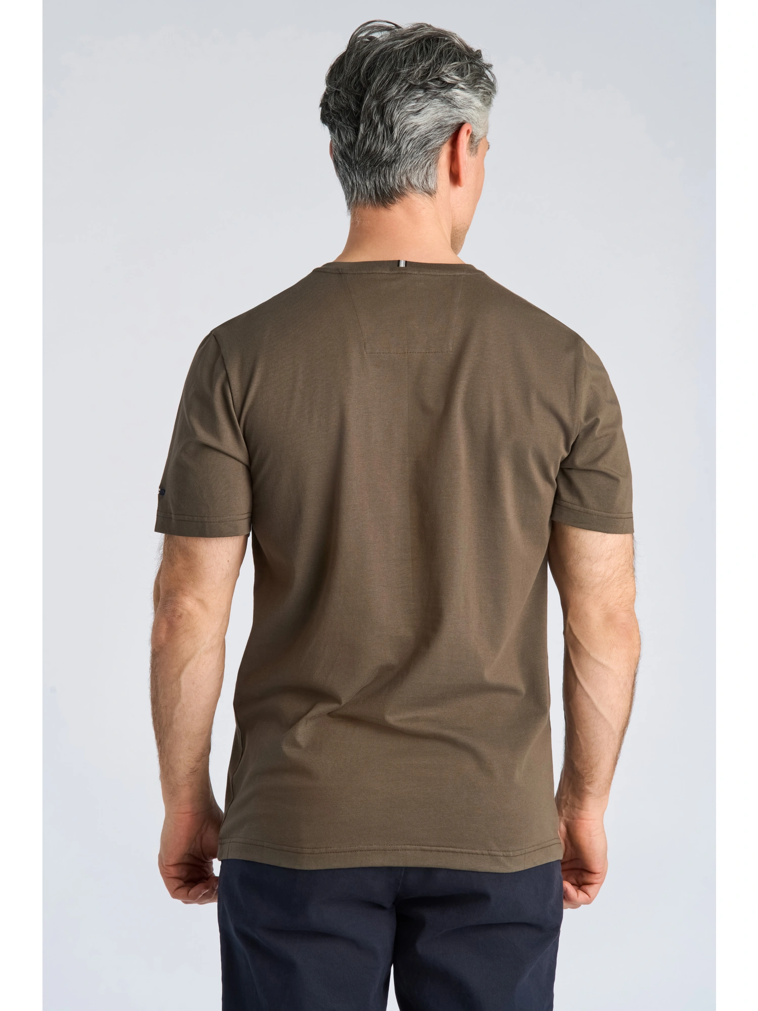 Bison O-neck Stretch Tee Print Brown