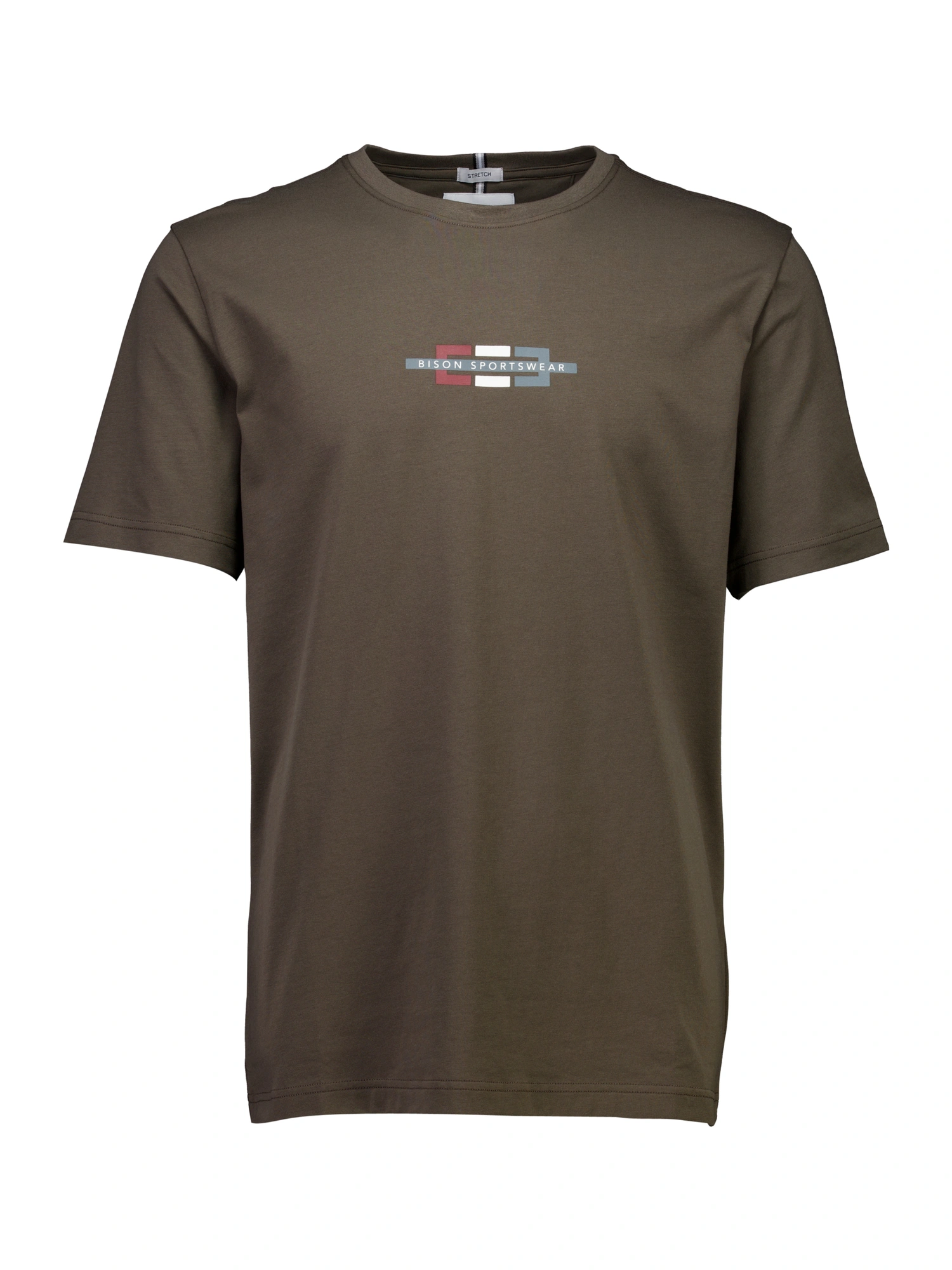 Bison O-neck Stretch Tee Print Brown