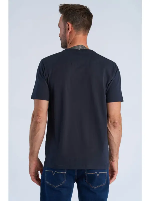 Bison O-neck Stretch Tee Print Navy