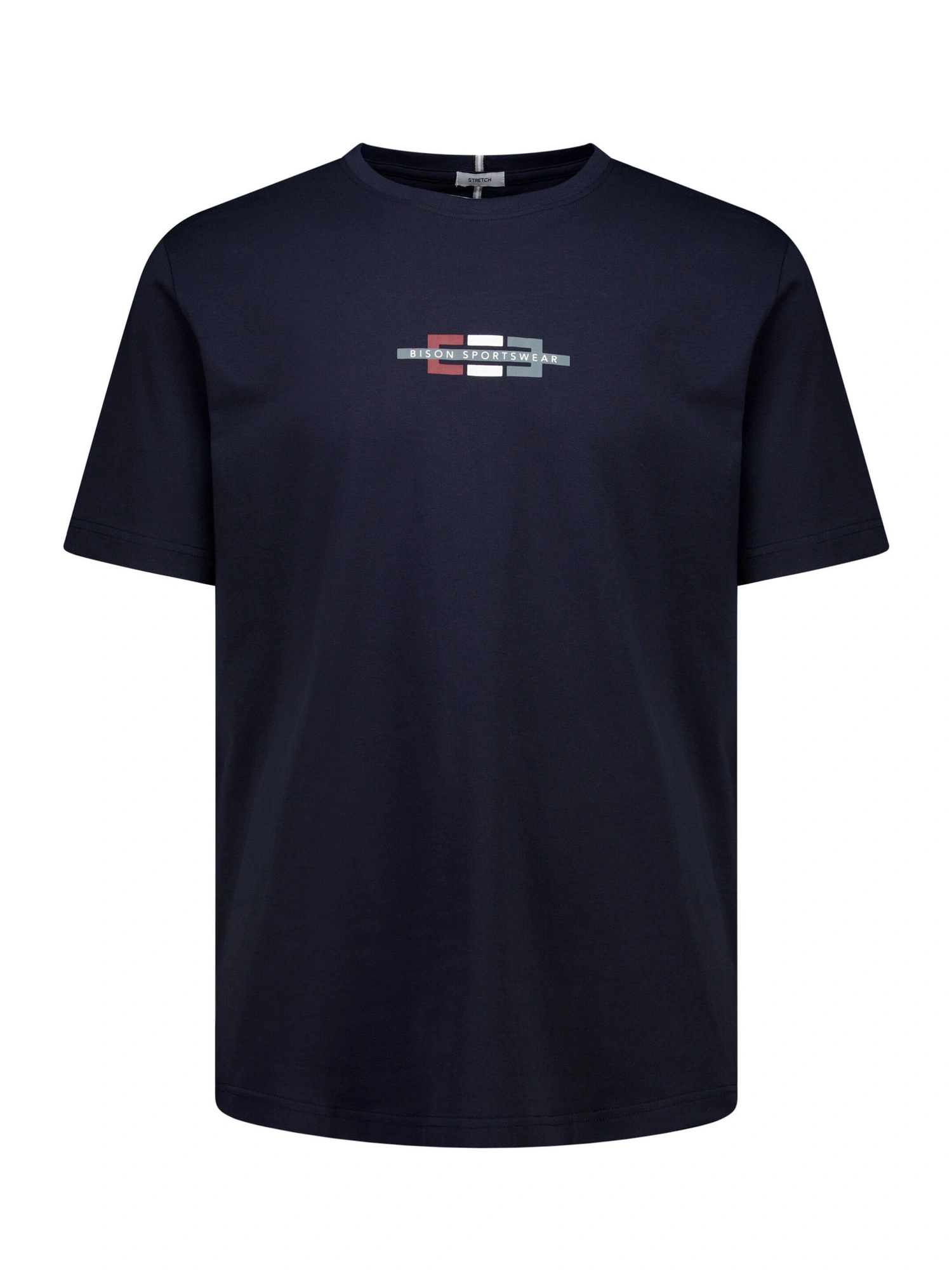 Bison O-neck Stretch Tee Print Navy