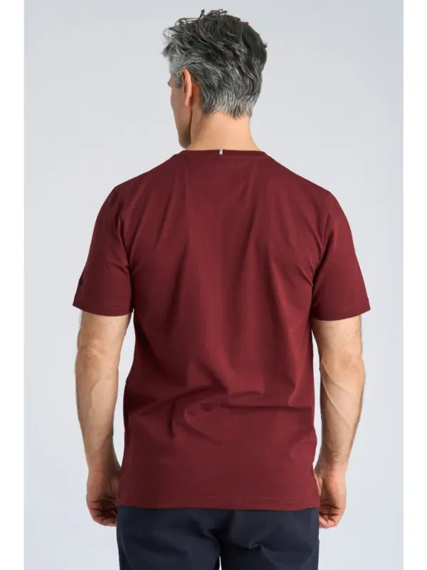 Bison O-neck Stretch Tee Print Wine