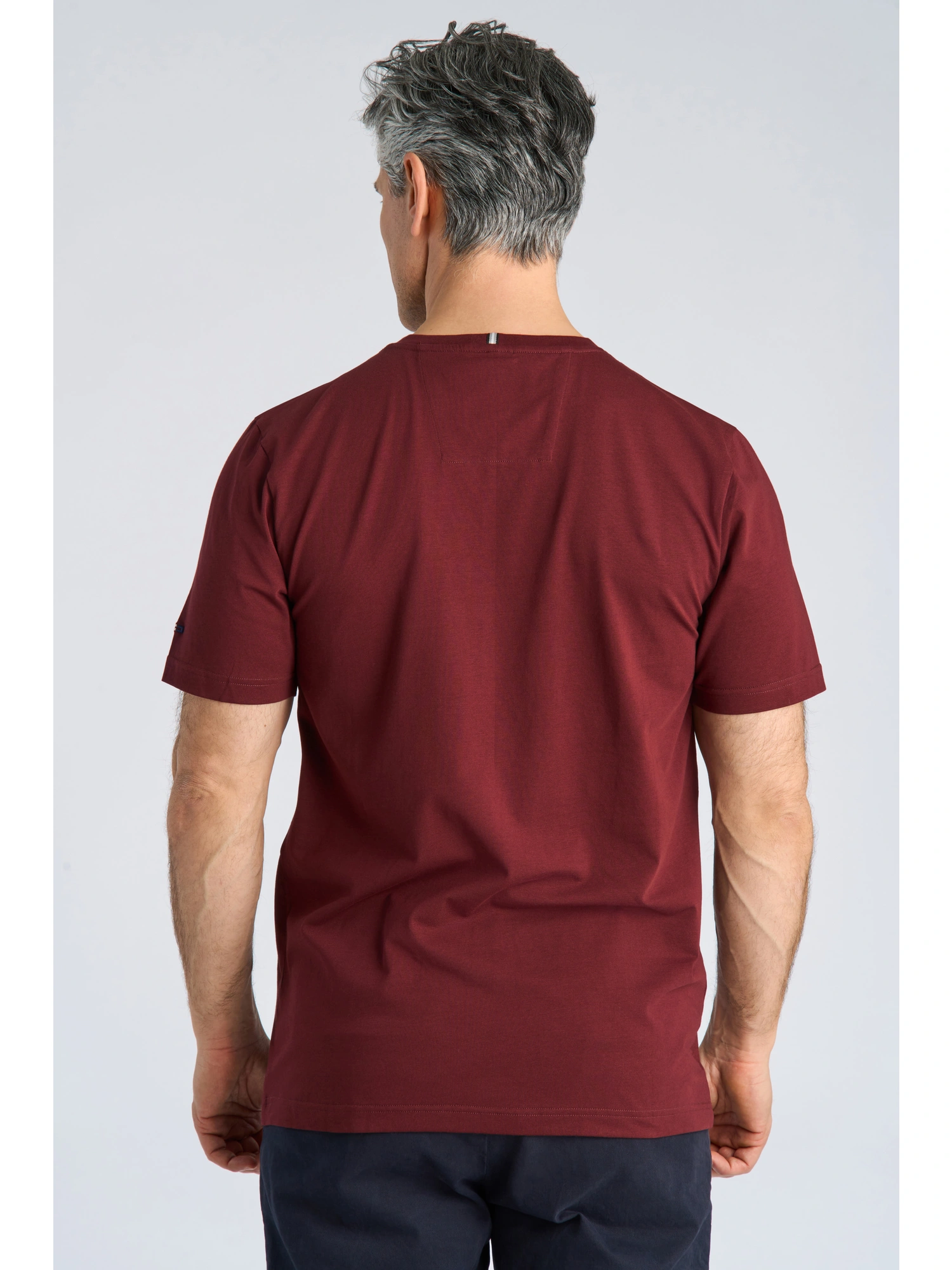 Bison O-neck Stretch Tee Print Wine