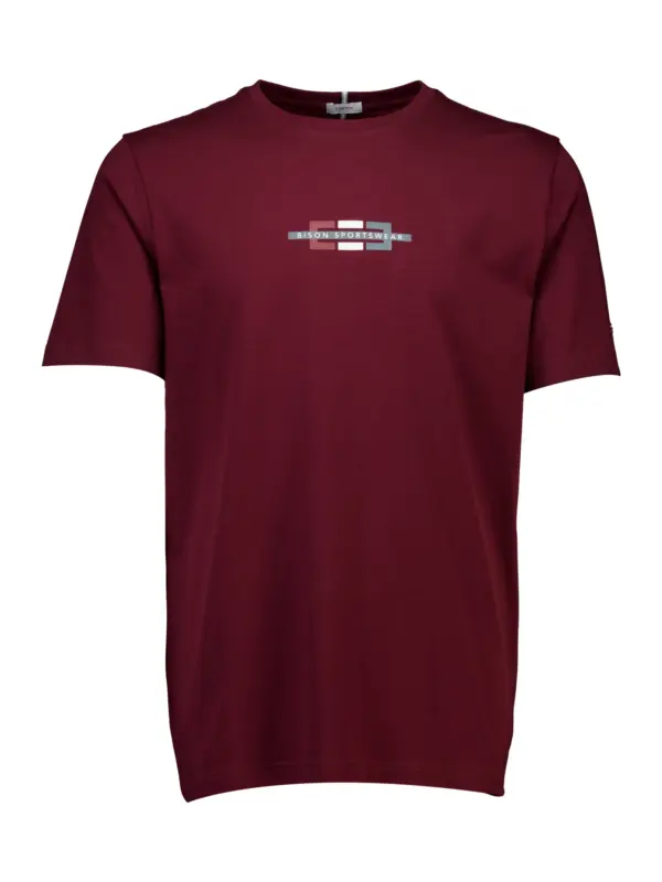 Bison O-neck Stretch Tee Print Wine