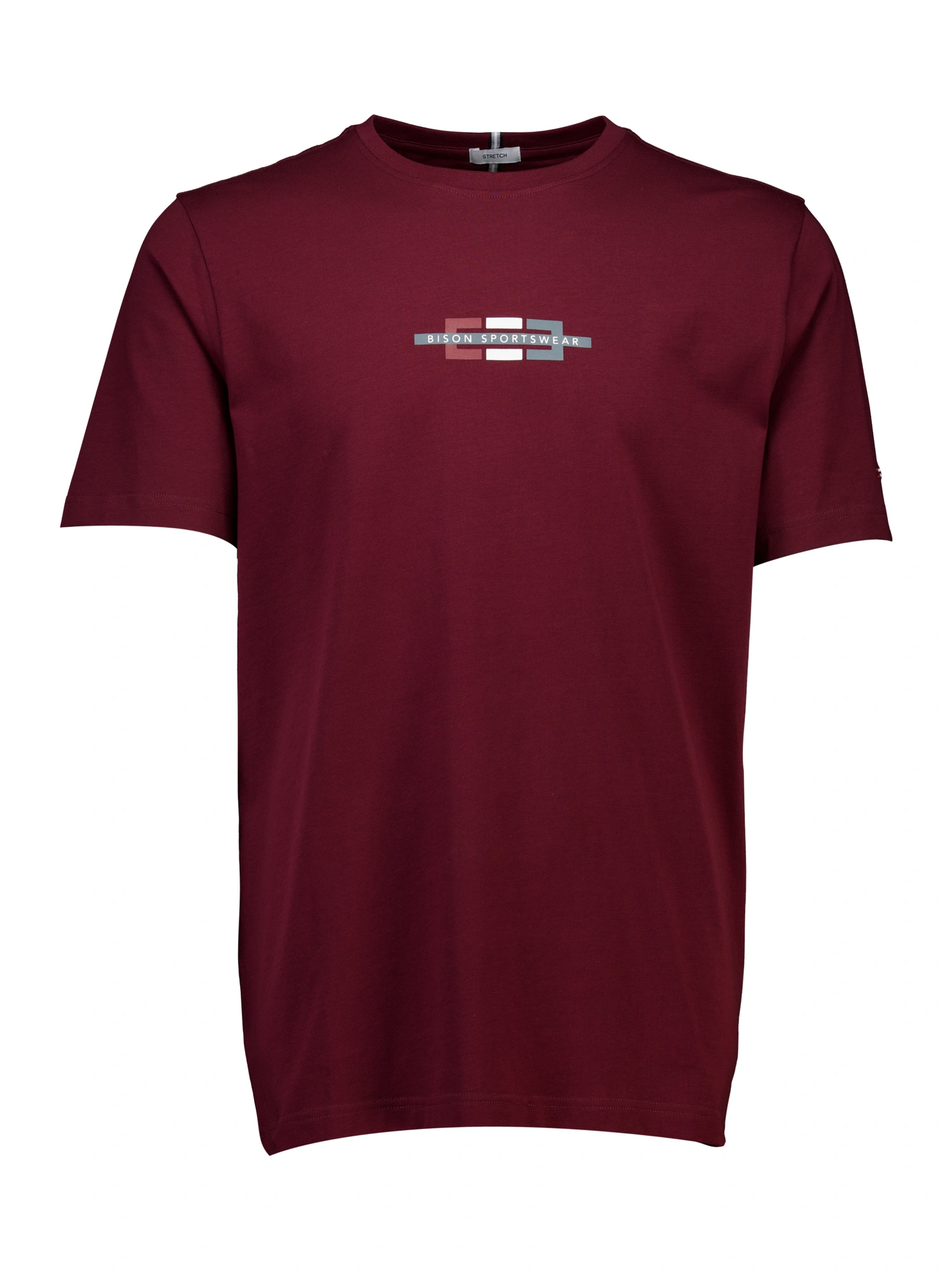 Bison O-neck Stretch Tee Print Wine