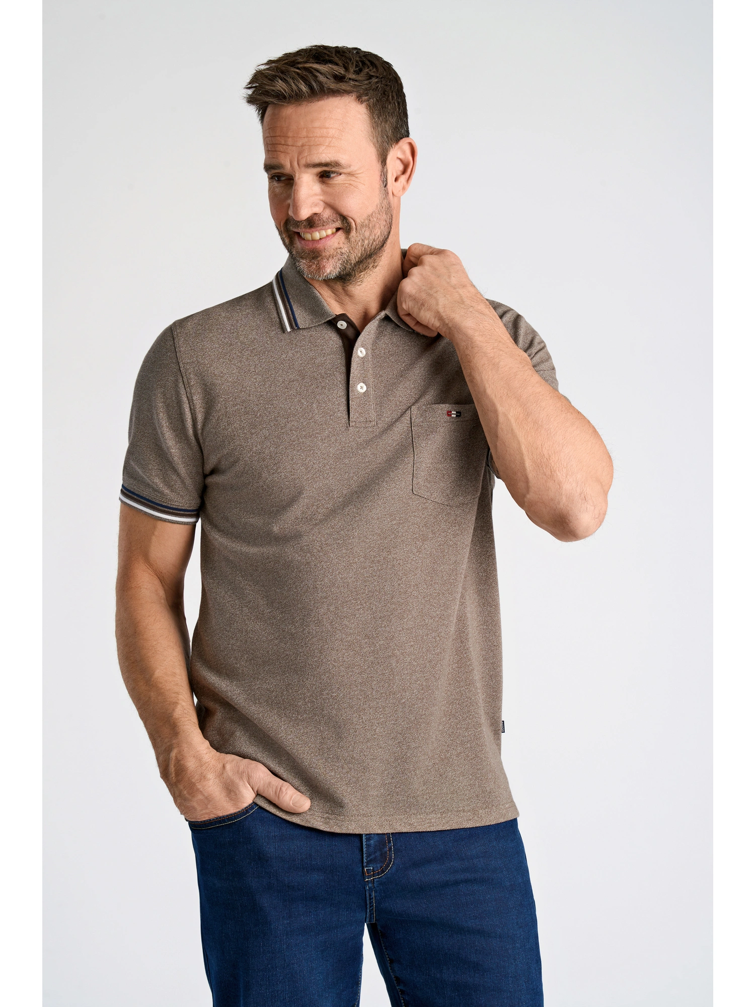 Bison Signature Polo Piqué Stone 525
