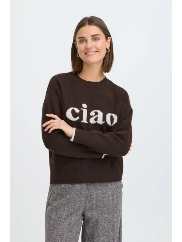 Fransa FRFLORENCE PU 2 Pullover Hot Fudge Text