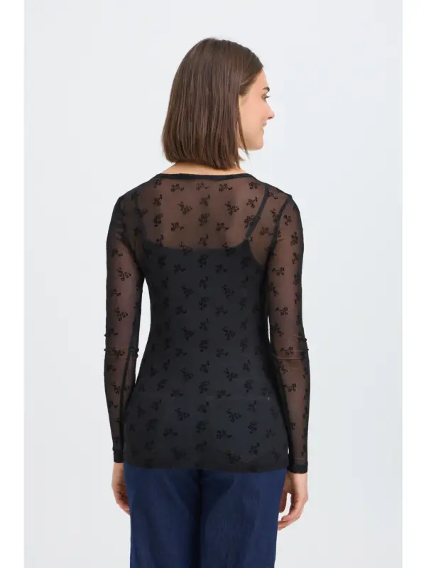 Fransa FRMARELLE TEE 1 Mesh Bluse Black Florals