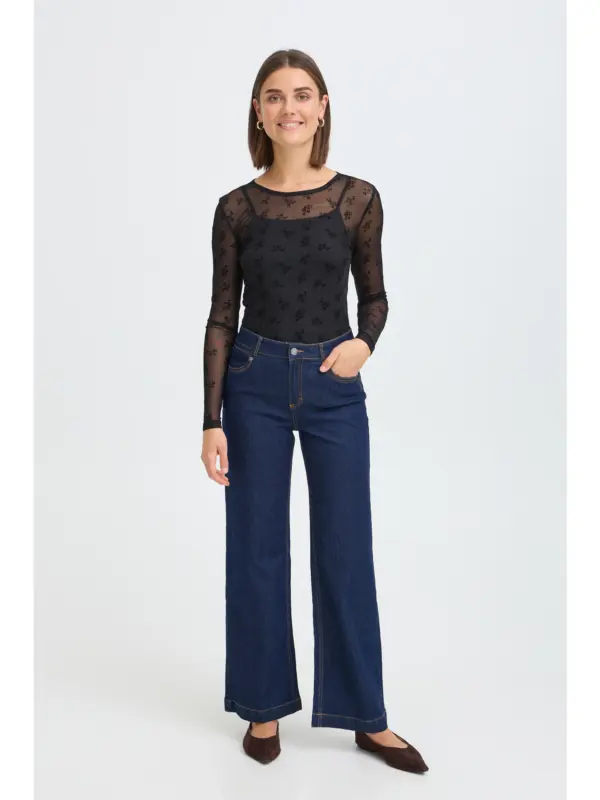 Fransa FRMARELLE TEE 1 Mesh Bluse Black Florals