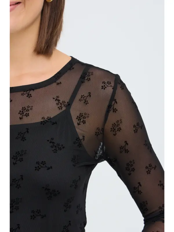 Fransa FRMARELLE TEE 1 Mesh Bluse Black Florals