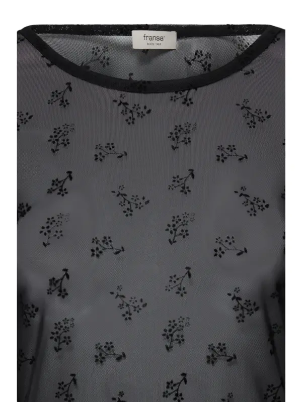 Fransa FRMARELLE TEE 1 Mesh Bluse Black Florals
