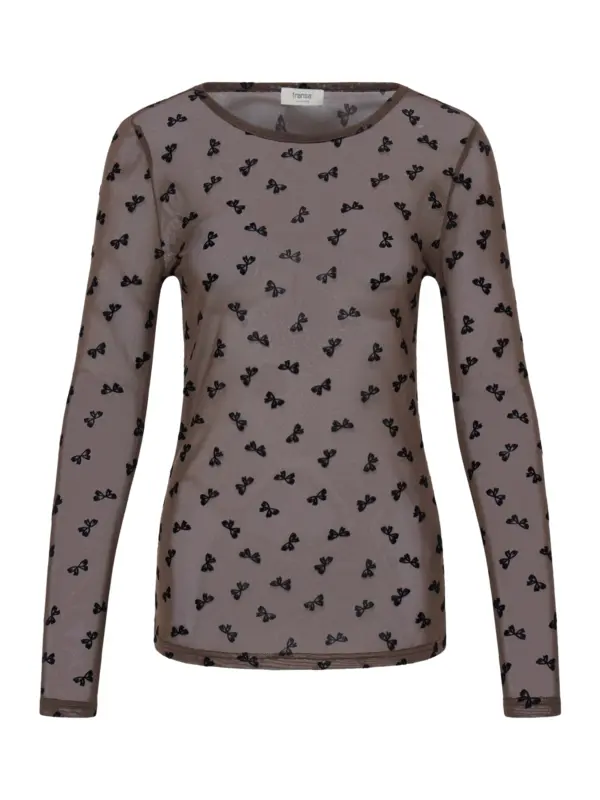Fransa FRMARELLE TEE 1 Mesh Bluse Brown Bows