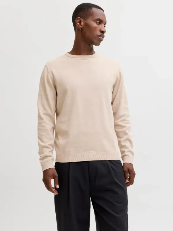 Jack & Jones JJEBASIC KNIT CREW NECK NOOS Pullover Moonbeam Twisted