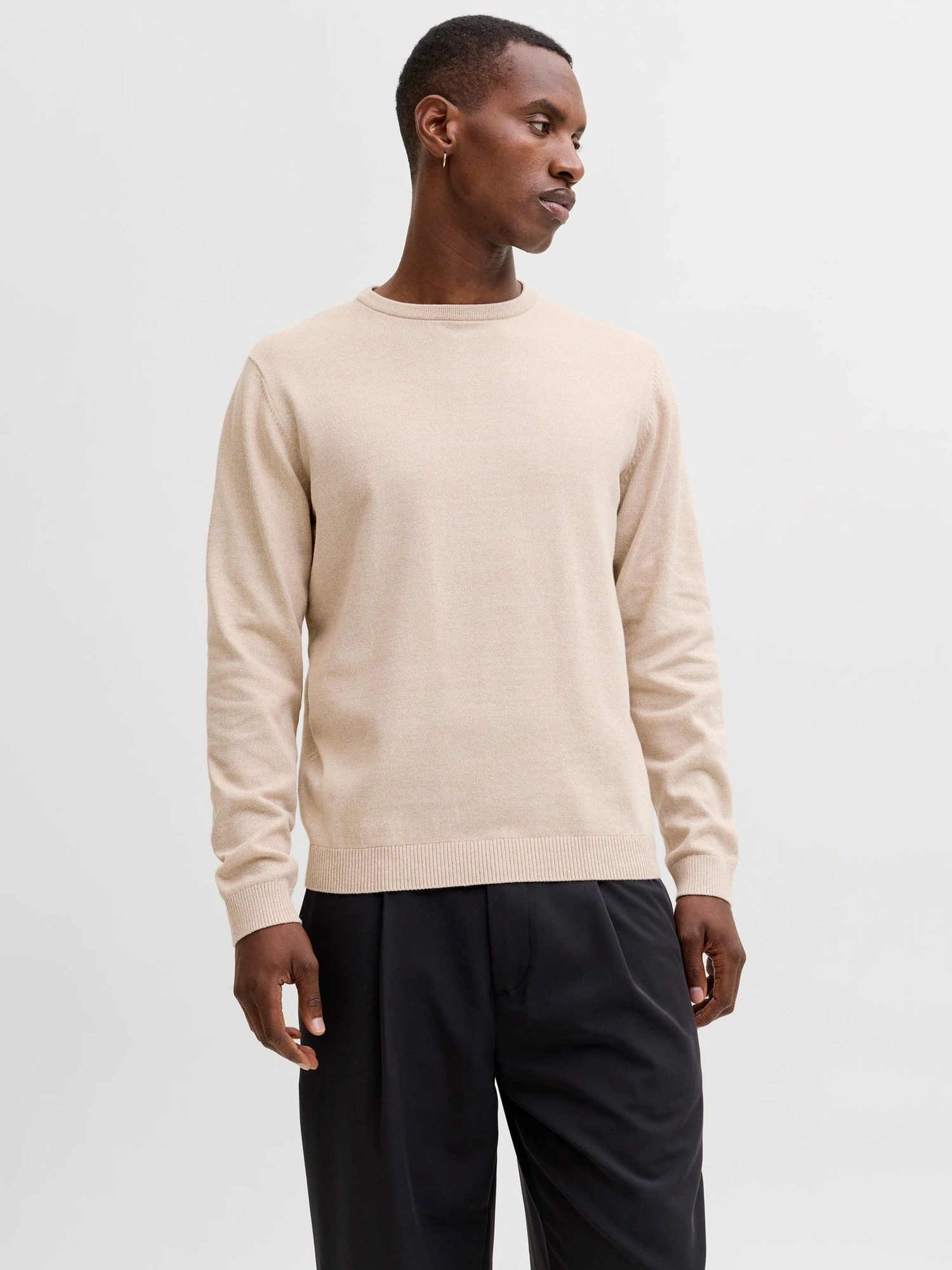 Jack & Jones JJEBASIC KNIT CREW NECK NOOS Pullover Moonbeam Twisted