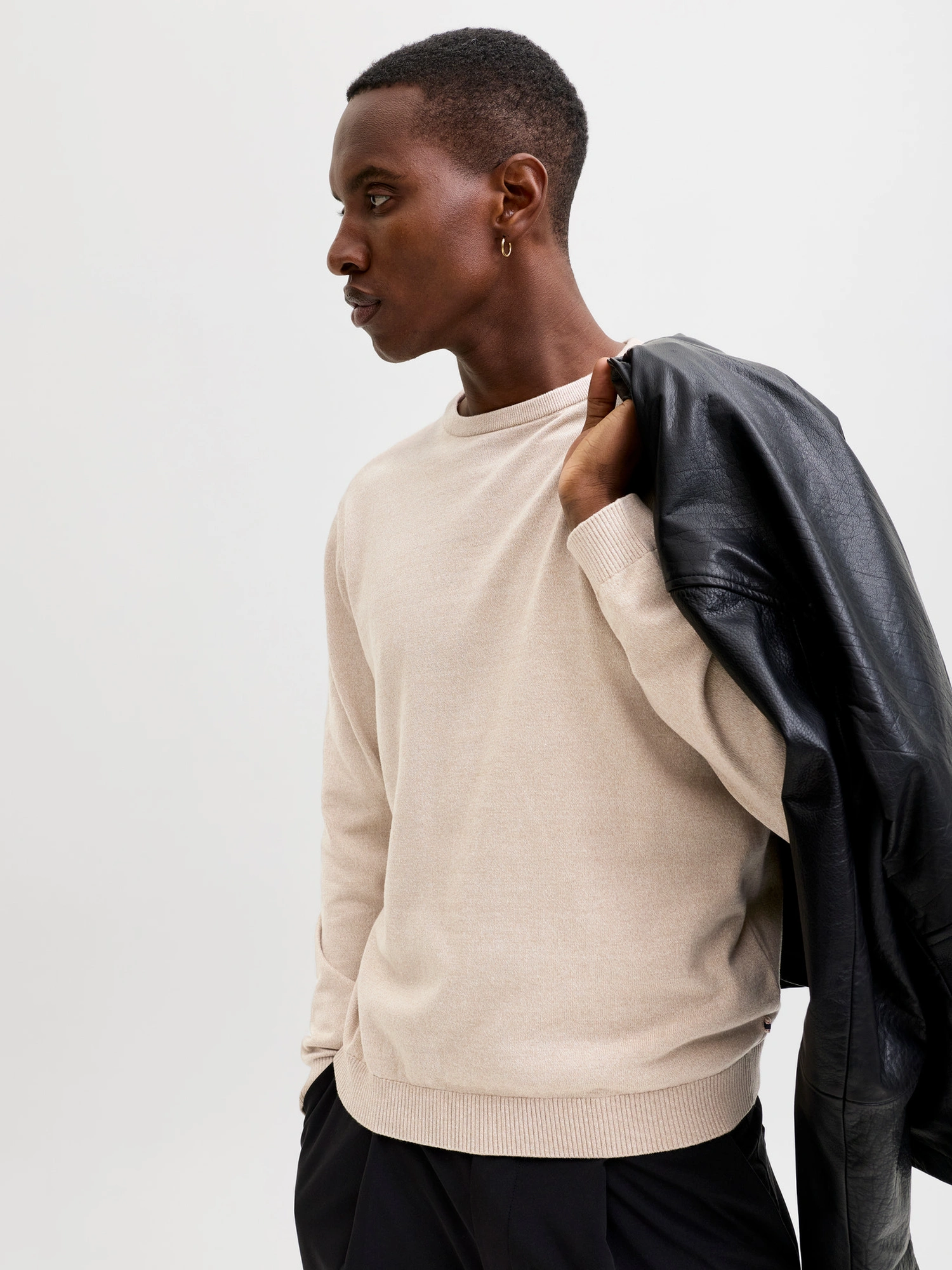 Jack & Jones JJEBASIC KNIT CREW NECK NOOS Pullover Moonbeam Twisted