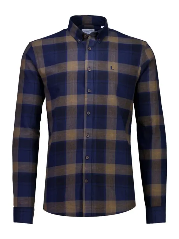 Lindbergh Checked Brushed Shirt Navy
