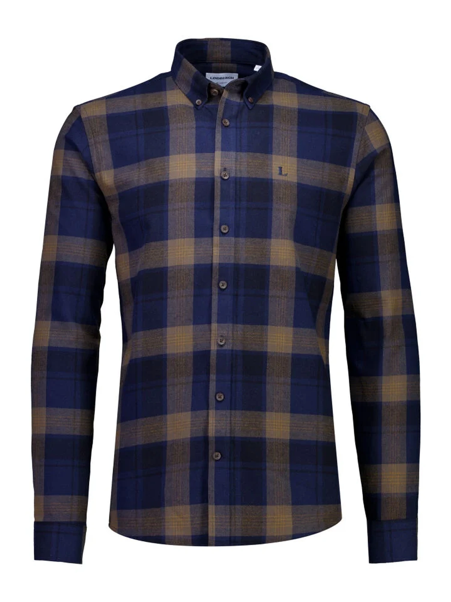 Lindbergh Checked Brushed Shirt Navy