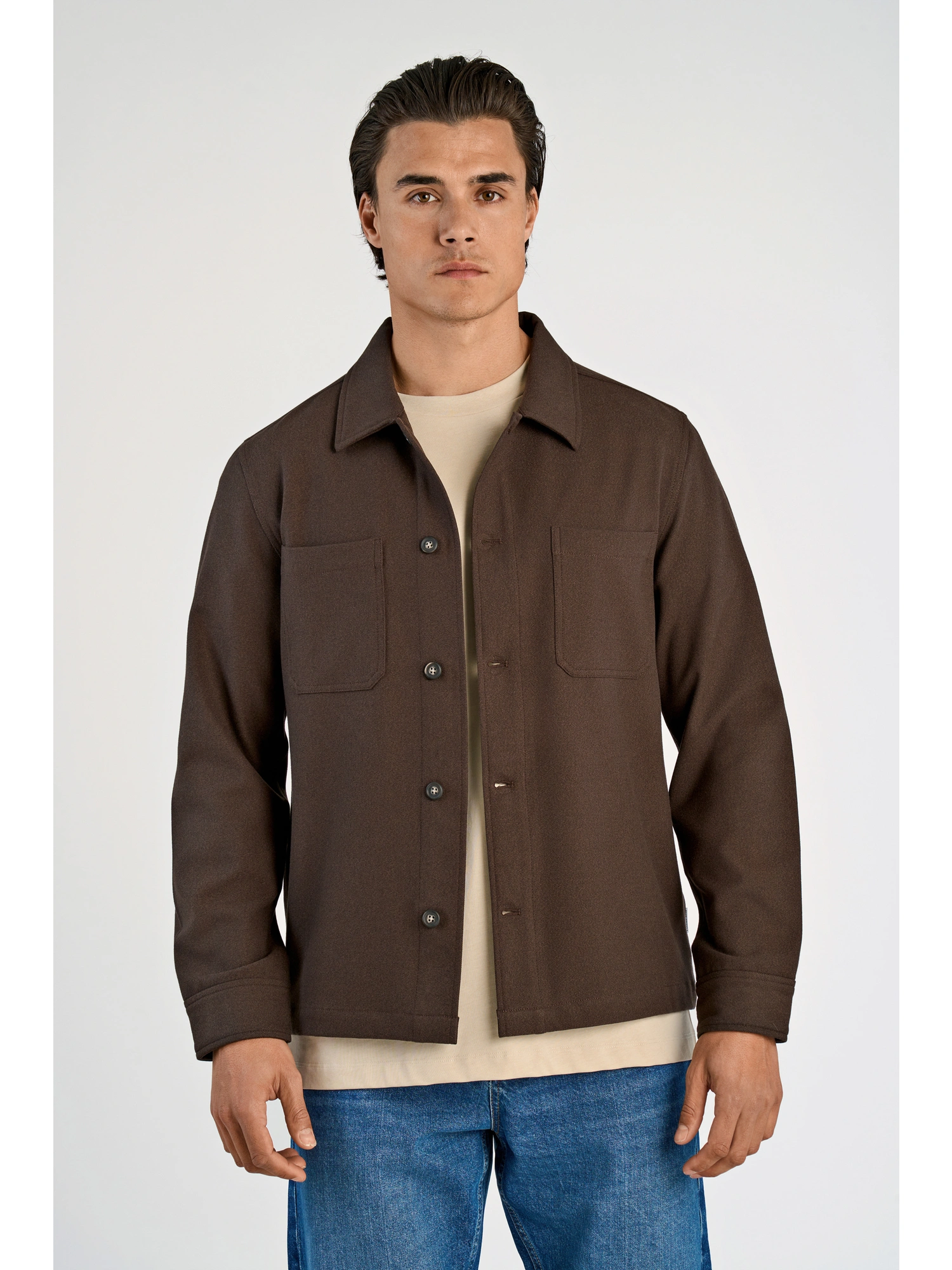 Lindbergh Superflex Overshirt Brown Melange