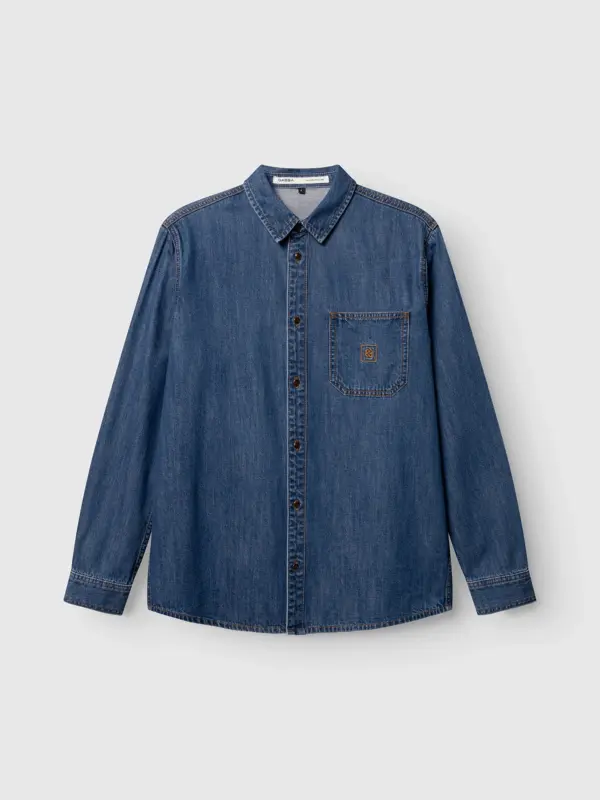 GABBA Sven Reg Wish Shirt L/S Mid Blue Denim