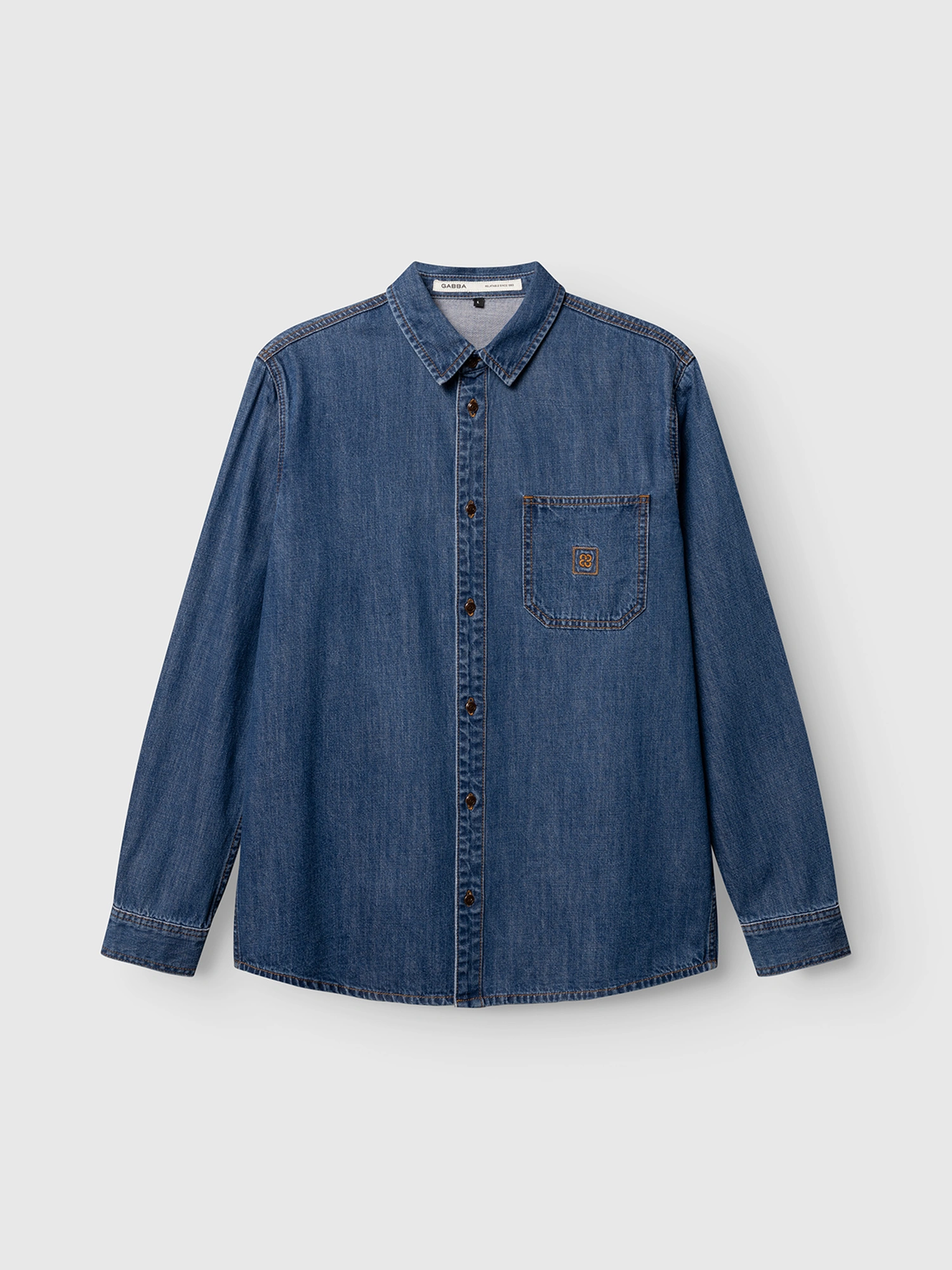 GABBA Sven Reg Wish Shirt L/S Mid Blue Denim
