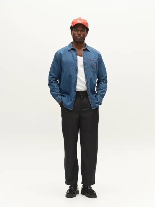 GABBA Sven Reg Wish Shirt L/S Mid Blue Denim