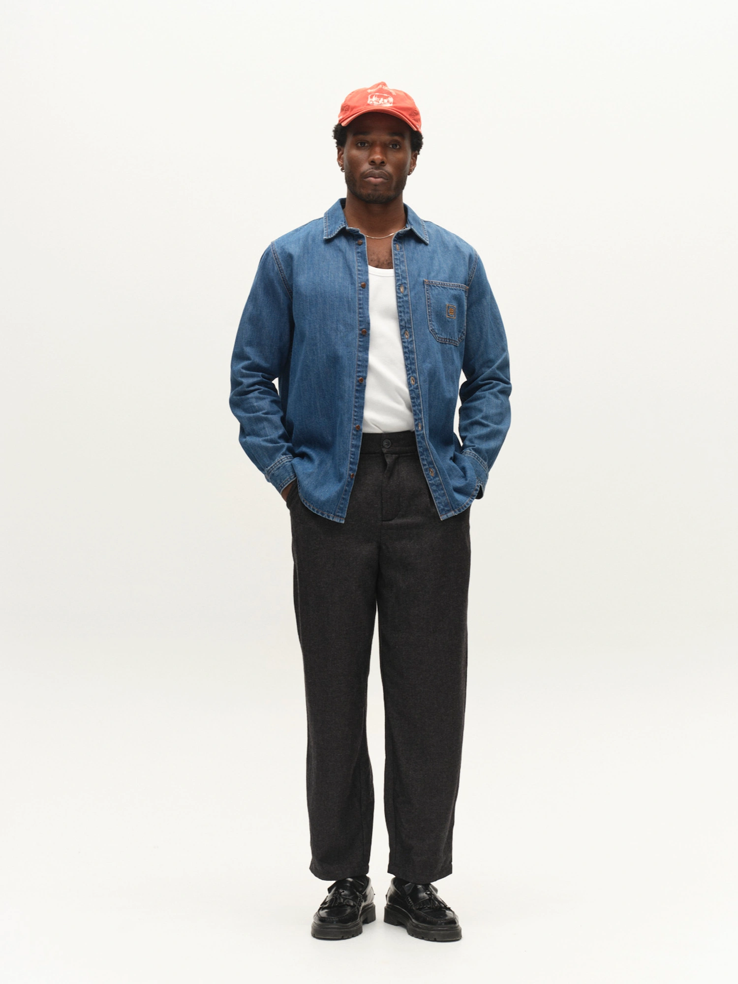GABBA Sven Reg Wish Shirt L/S Mid Blue Denim