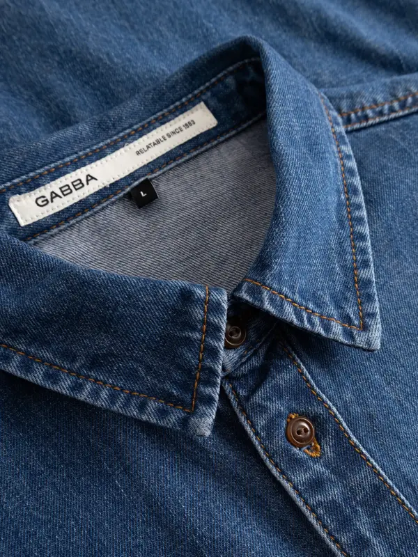 GABBA Sven Reg Wish Shirt L/S Mid Blue Denim