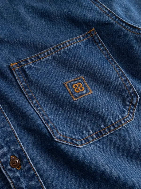 GABBA Sven Reg Wish Shirt L/S Mid Blue Denim
