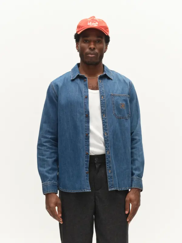 GABBA Sven Reg Wish Shirt L/S Mid Blue Denim