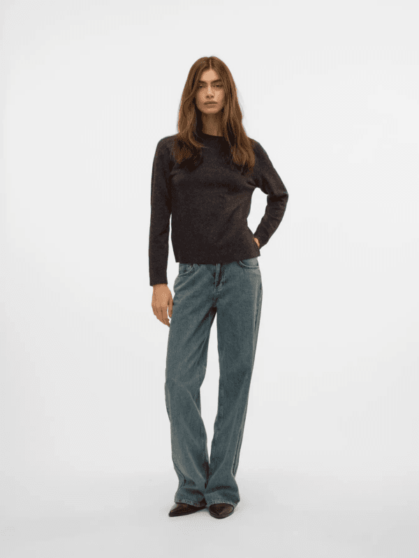 VERO MODA VMDOFFY LS O-NECK Pullover Chocolate Torte W BLACK MELANGE