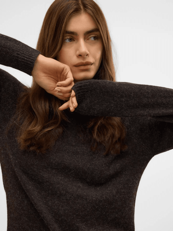 VERO MODA VMDOFFY LS O-NECK Pullover Chocolate Torte W BLACK MELANGE