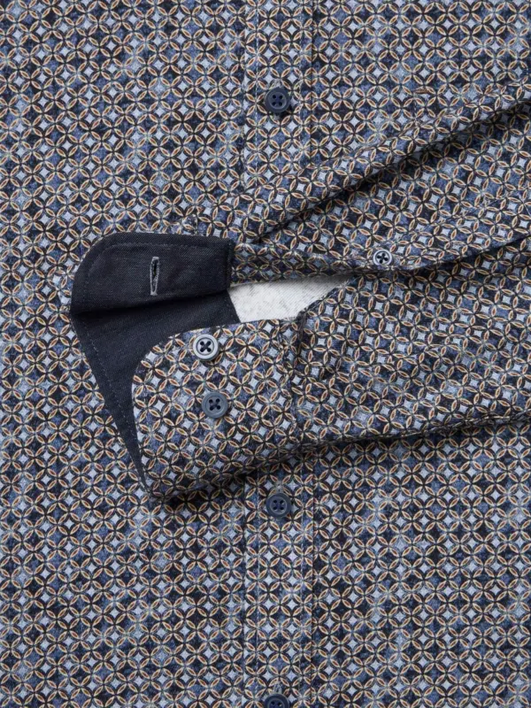 CASAMODA Casual Mønstret Langærmet Skjorte Blu