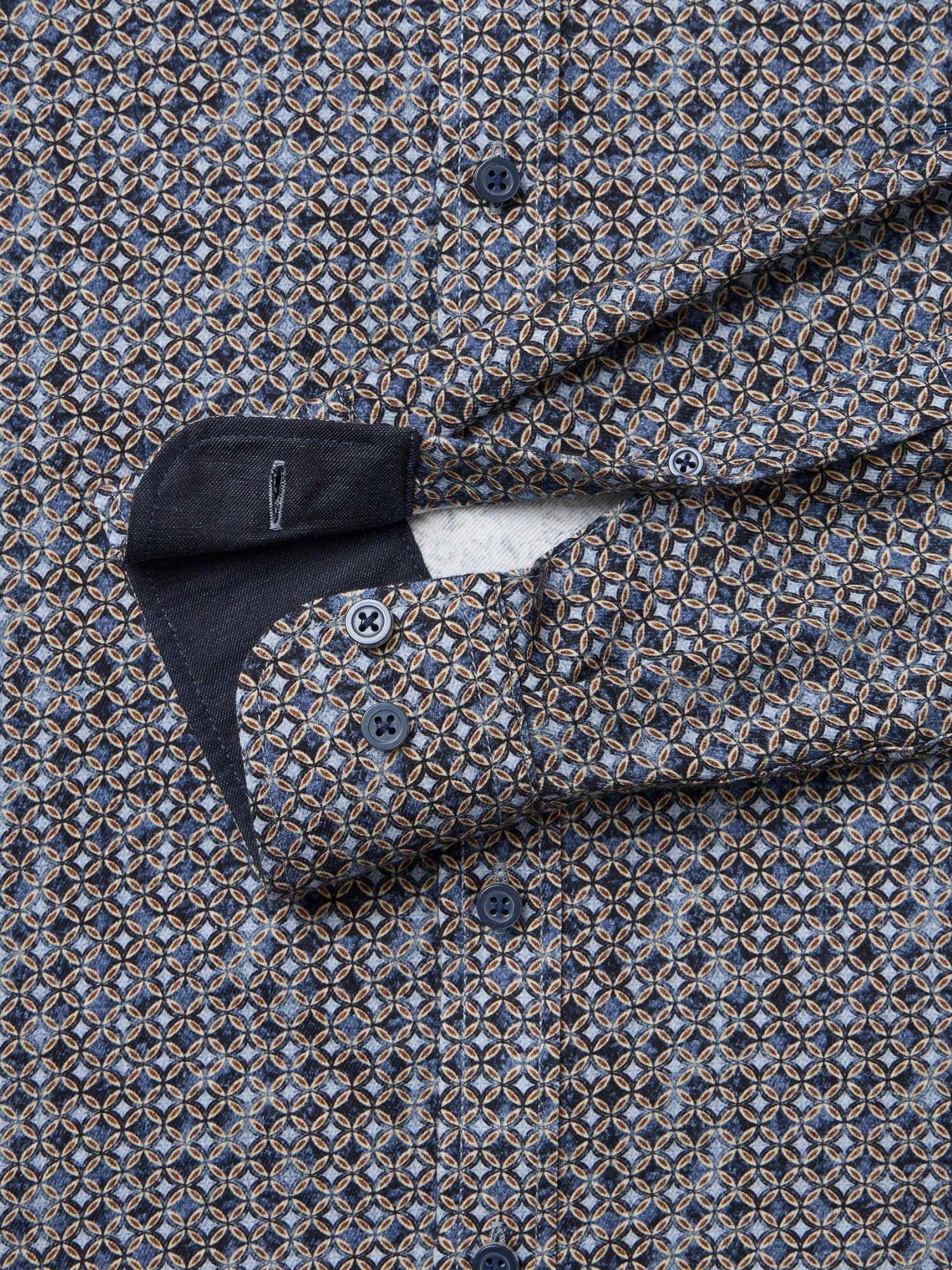 CASAMODA Casual Mønstret Langærmet Skjorte Blu
