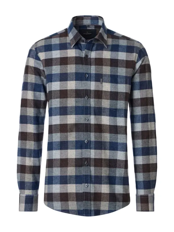 CASAMODA Casual Ternet Flannel Langærmet skjorte Blue