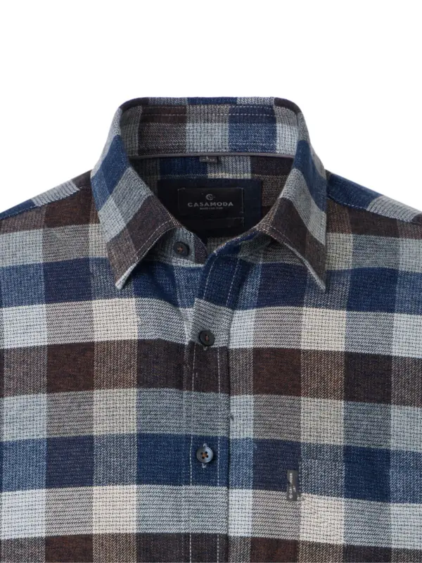 CASAMODA Casual Ternet Flannel Langærmet skjorte Blue