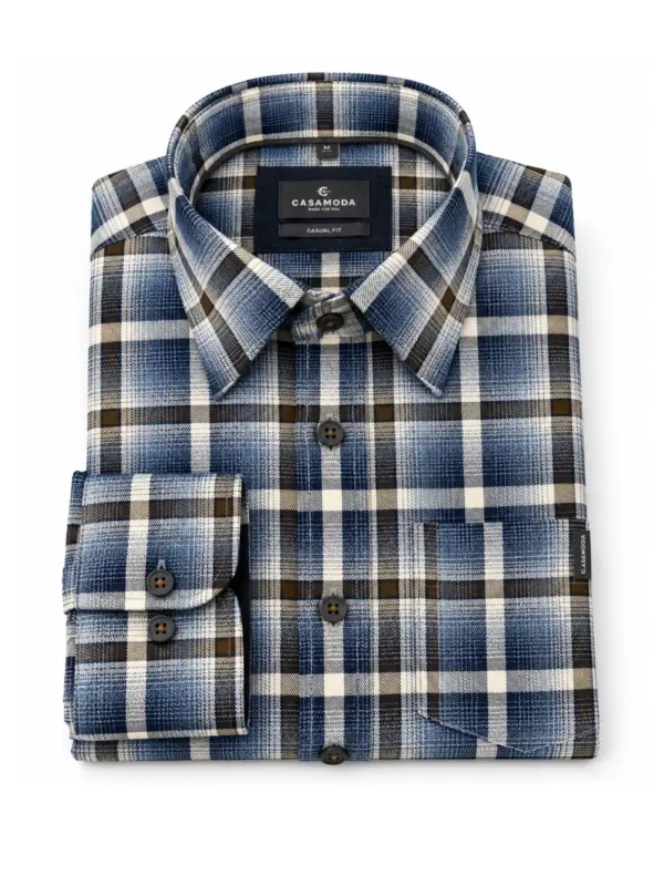 CASAMODA Casual Ternet Langærmet Skjorte Blue
