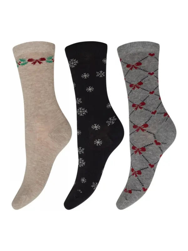 DECOY Cotton 3-pack Ankelstrømpe MULTICOLOUR