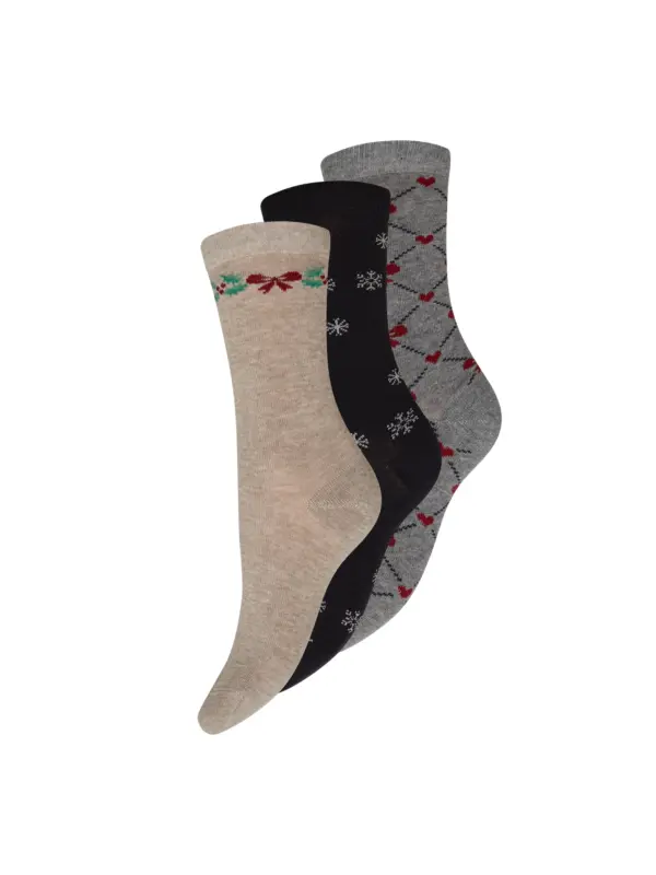 DECOY Cotton 3-pack Ankelstrømpe MULTICOLOUR