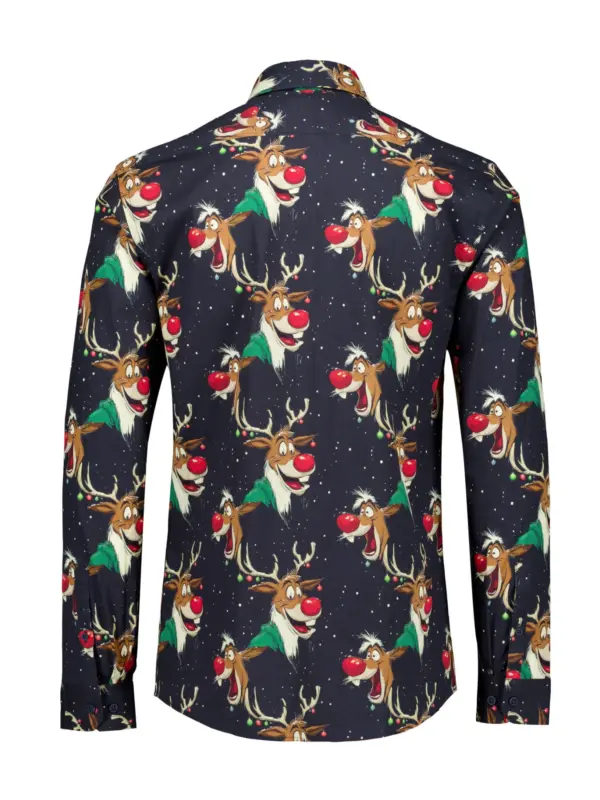 Lindbergh AOP Christmas Skjorte Dark Blue