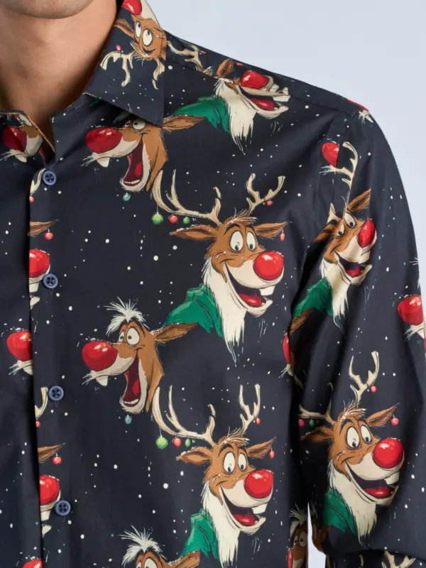 Lindbergh AOP Christmas Skjorte Dark Blue